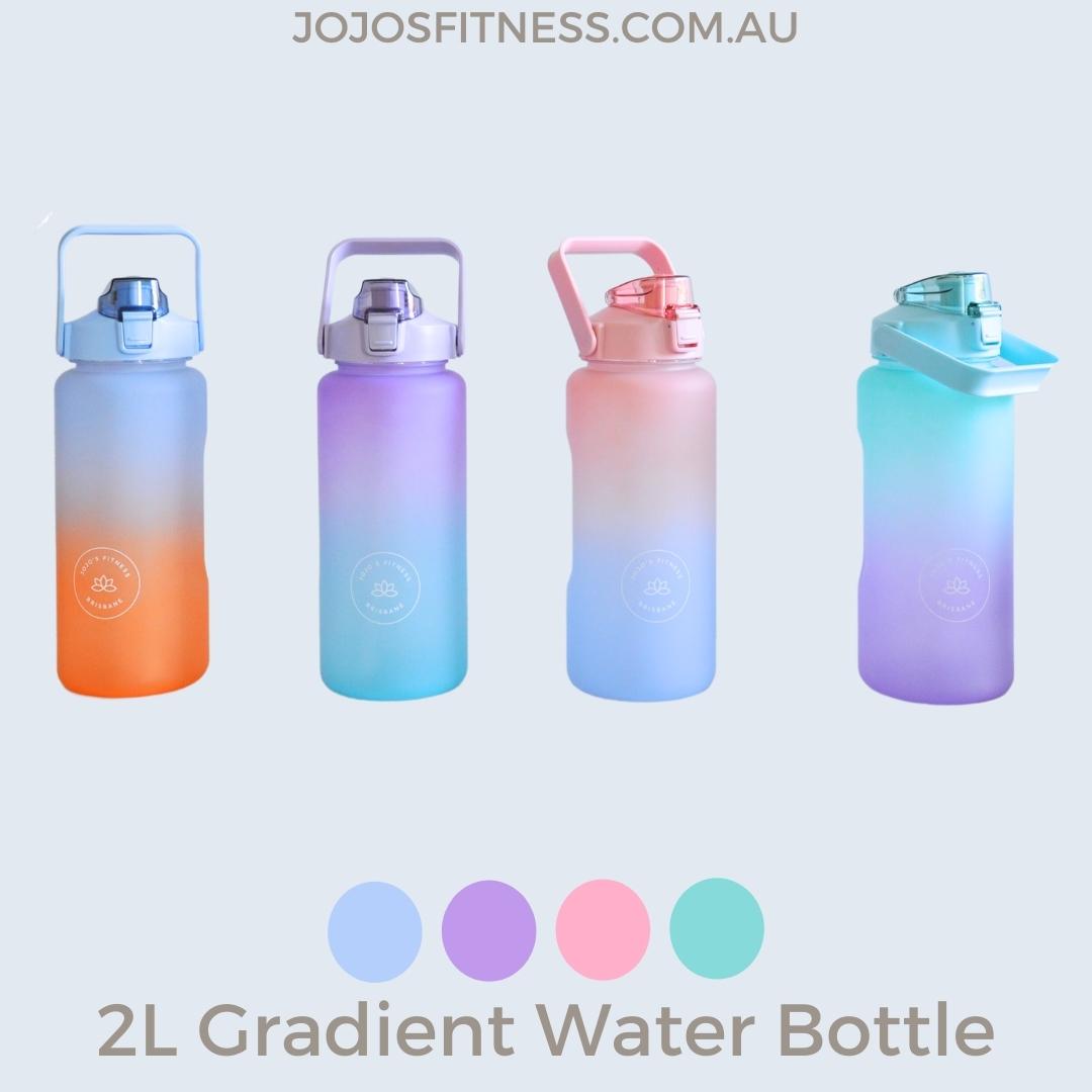 Assortment of 2-litre water bottles in various vibrant colors - choose your perfect hydration companion - JoJo's Fitness