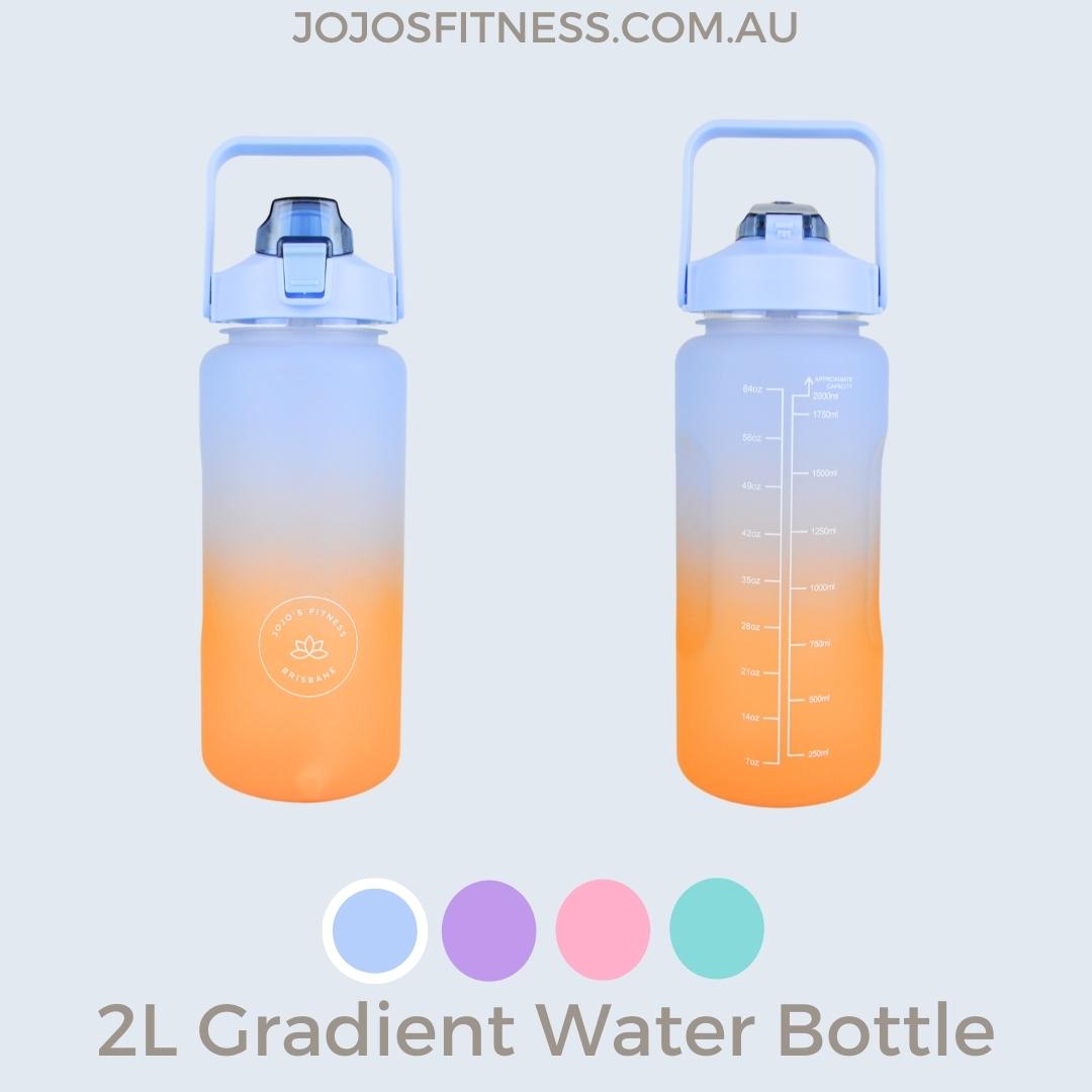 2-litre water bottles with a gradient blue colour - a stunning and refreshing choice for staying hydrated - JoJo's Fitness