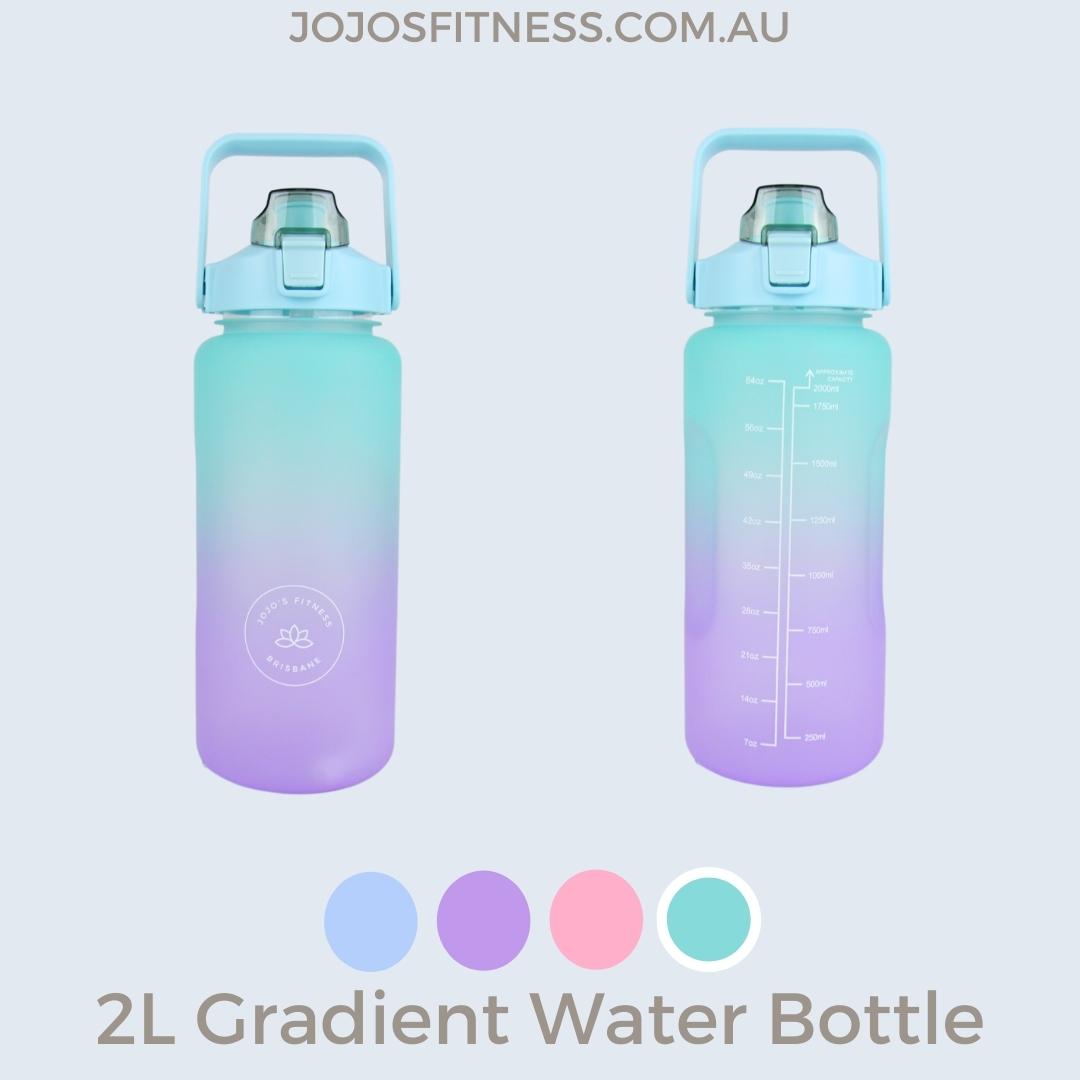 2-litre water bottles featuring a captivating gradient from green to purple - a visual delight for staying hydrated - JoJo's Fitness