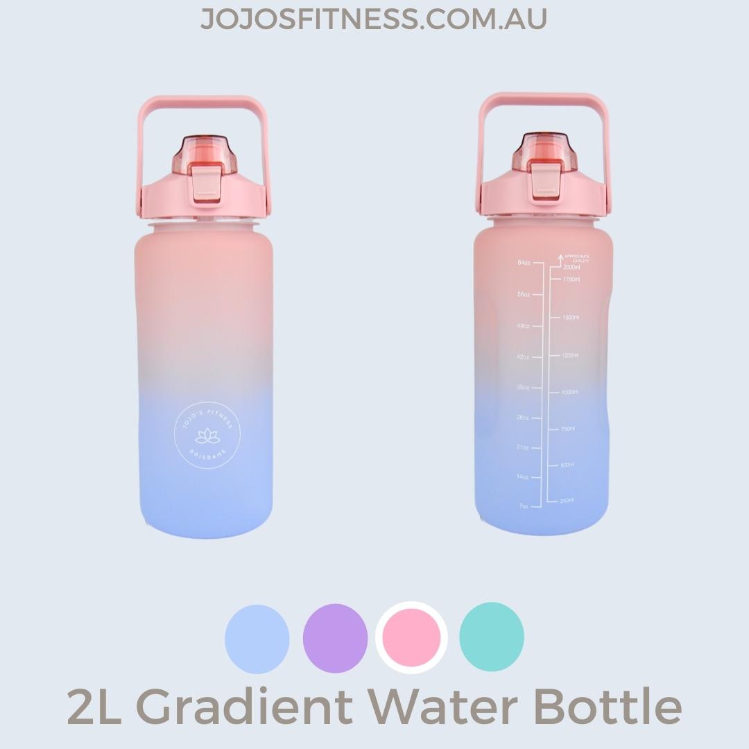 2-litre water bottles showcasing a striking gradient from pink to blue - a vibrant choice for staying refreshed - JoJo's Fitness