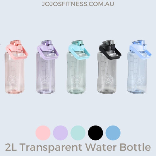 Clear 2-litre transparent water bottles with eco-friendly design - JoJo's Fitness