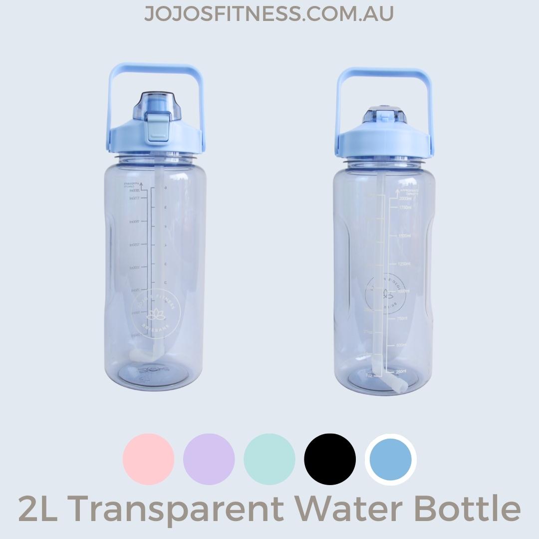 Blue-coloured transparent 2-litre water bottles - a refreshing and vibrant hydration choice - JoJo's Fitness