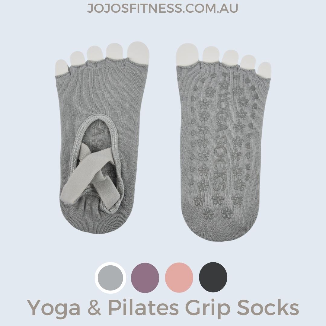 Grey Half-Toe Yoga Socks - Breathable and Flexible for Yoga Practice - JoJo's Fitness