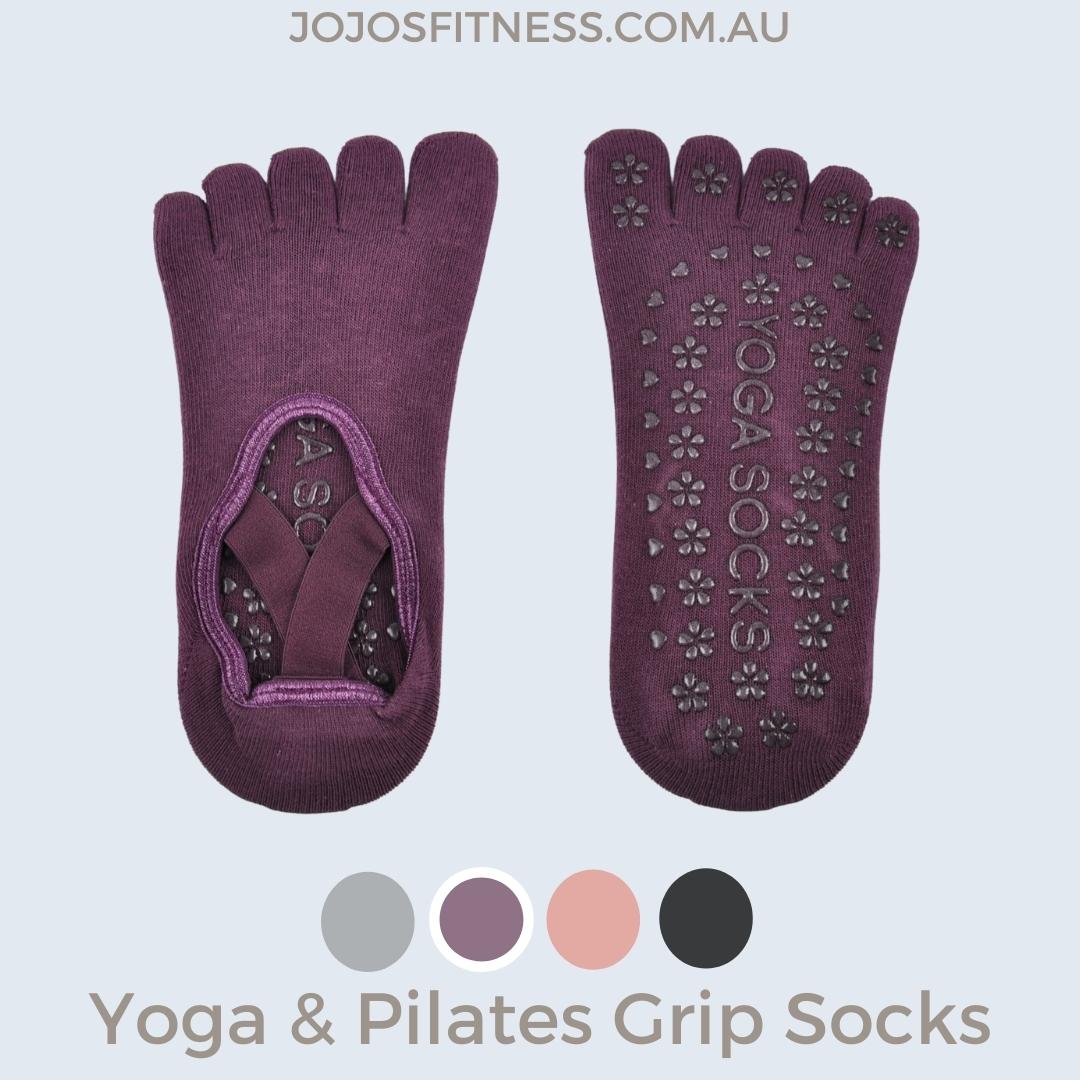 Dark Purple Full Toe Yoga Socks - Secure Grip and Comfort for Yoga Practice - JoJo's Fitness