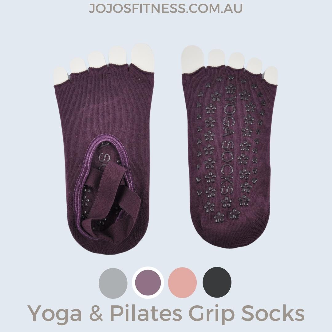 Dark Purple Half-Toe Yoga Socks - Breathable and Flexible for Yoga Practice - JoJo's Fitness