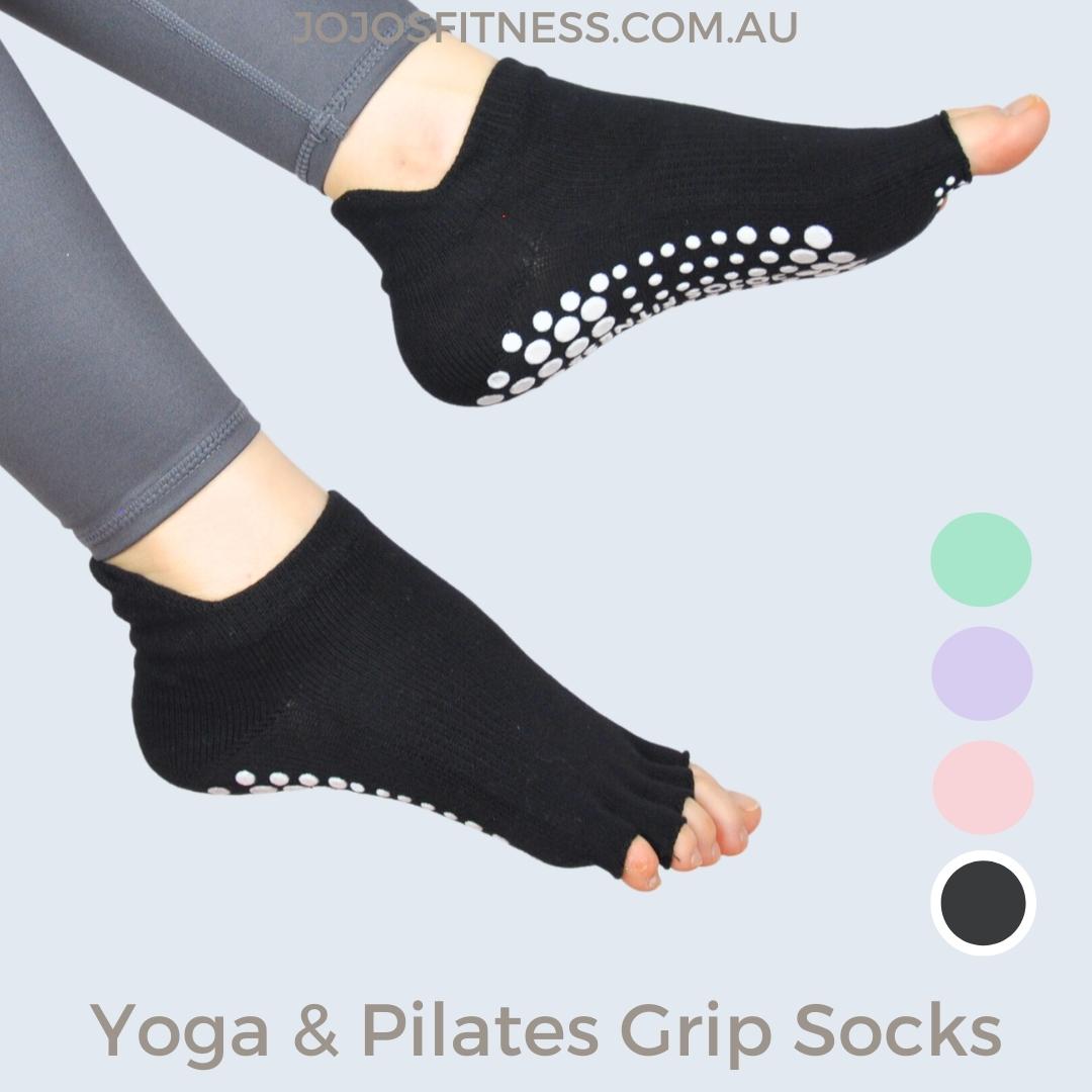 Black Ankle-Cut Pilates/Yoga Socks - Half Toe Design for Comfort and Grip in Yoga Practice - JoJo's Fitness