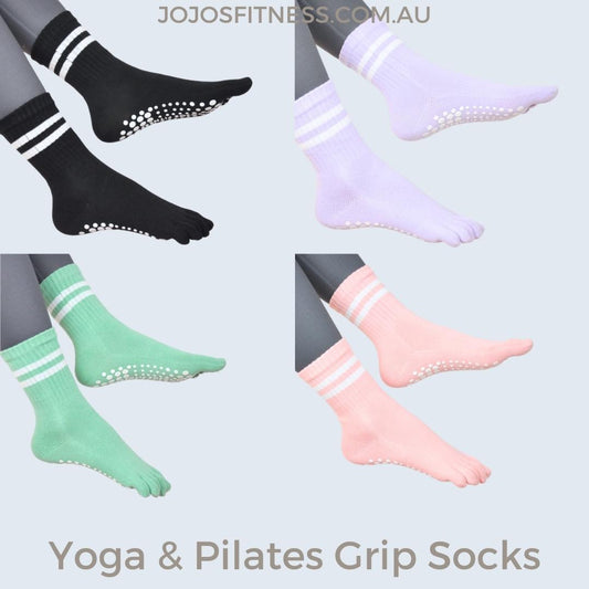 Explore our range of Pilates/Yoga Socks, they are anti-slip and induces strong grip on most surfaces, shop now - JoJo's Fitness